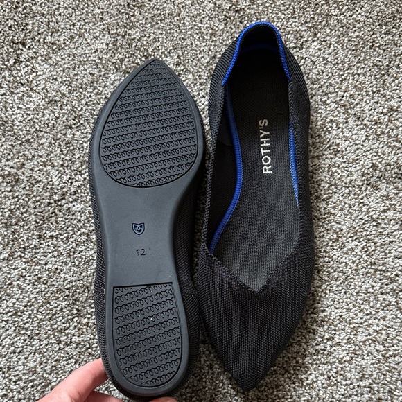 Rothy's Elegant Black Flats with Blue Trim size 12 - Picture 2 of 4
